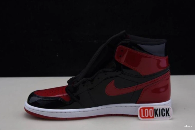 Cheap MAX Bred 555088-063 Air Jordan 1 Patent High OG 0629